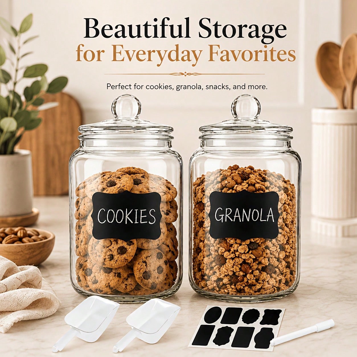 2-teiliges Set aus Glas-Vorrat – Snacks Food Labels Bewertung und Preis